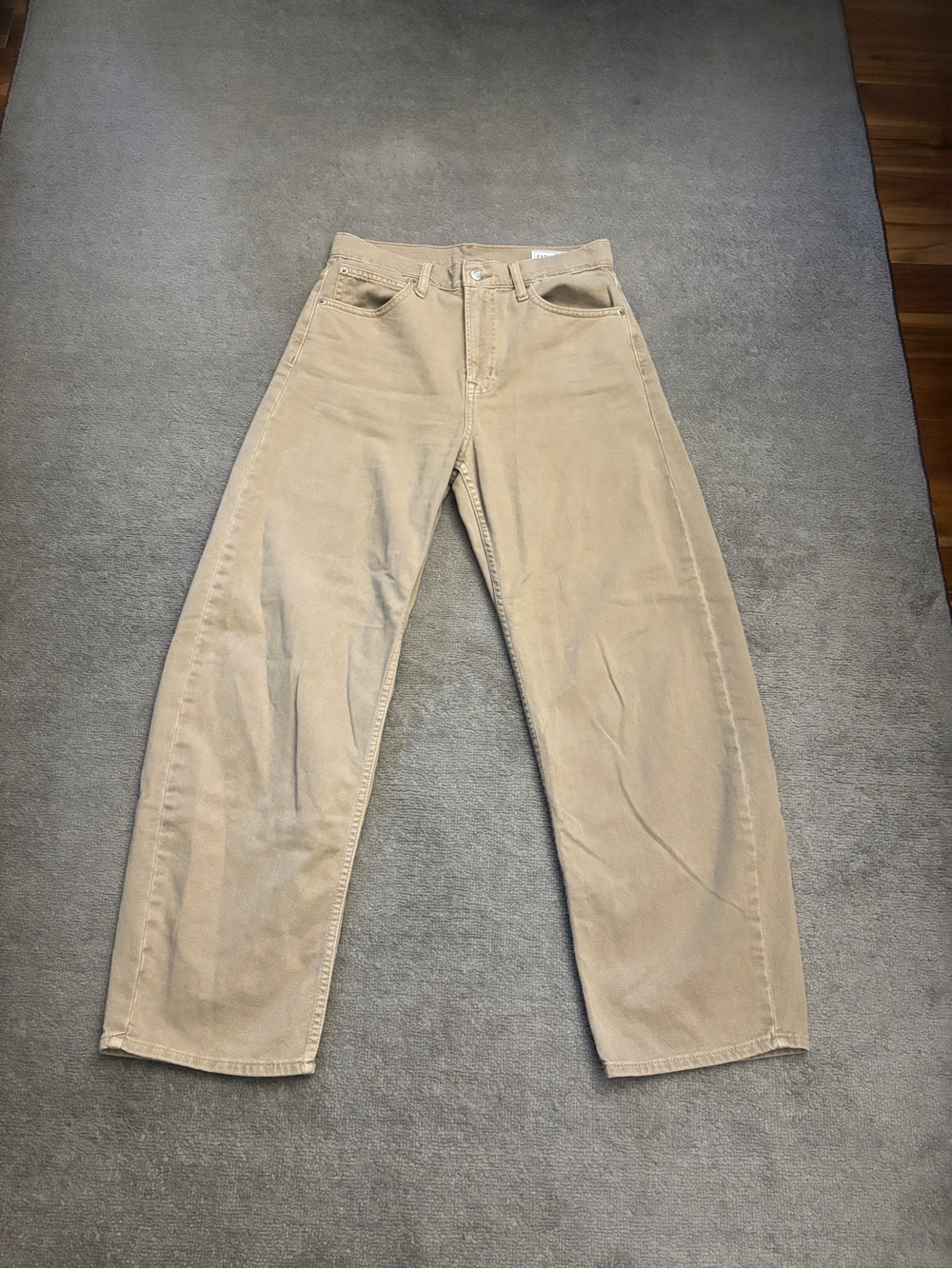 SOLD Gap High Rise Barrel Jeans Tan Khaki Women’s SOLD - Picture 2 of 8